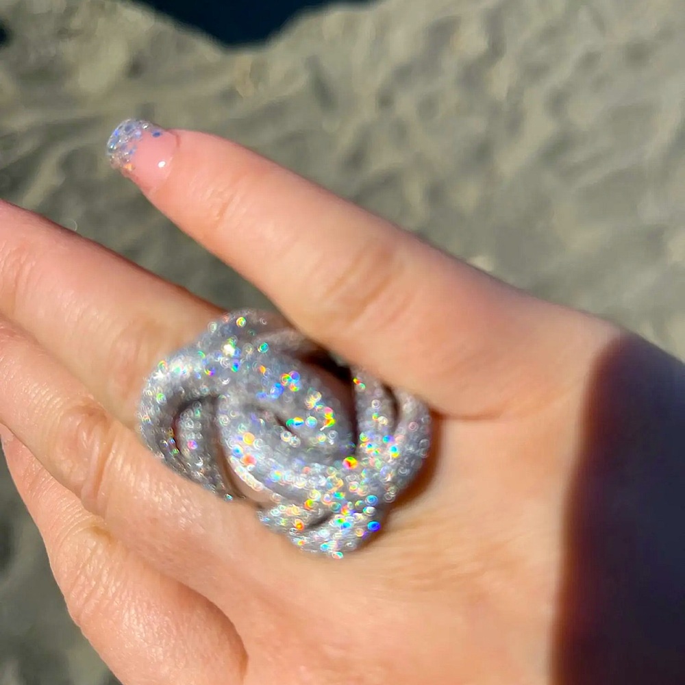 Super sparkly knot statement ring